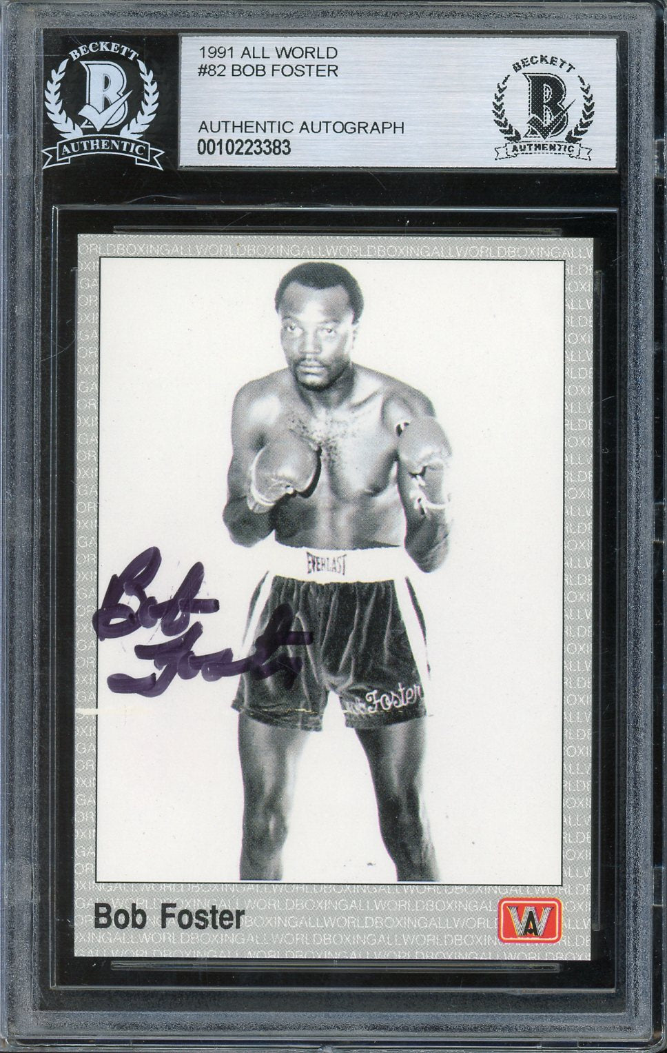 Bob Foster Signed 1991 All-World Boxing Card #82- BAS Authentic