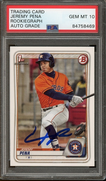 Jeremy Pena Signed 2020 Bowman Prospects 1st Bowman #BP-61 (PSA/DNA Encapsulated) - Auto grade PSA 10 - Rookie Card