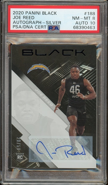 Joe Reed 2020 Panini Black Silver Autograph #188 - Serially Numbered #20 of 50 - Graded NM-MT 8 (PSA) with Graded Gem Mint 10 Auto - Rookie Card