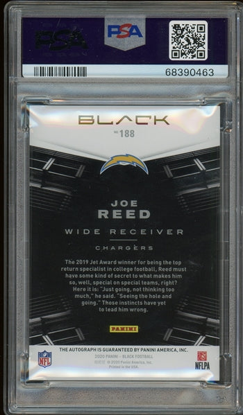 Joe Reed 2020 Panini Black Silver Autograph #188 - Serially Numbered #20 of 50 - Graded NM-MT 8 (PSA) with Graded Gem Mint 10 Auto - Rookie Card