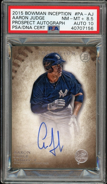 Aaron Judge 2015 Bowman Inception Prospect Autographed #PA-AJ- Graded 8.5 Auto 10- (PSA) - Rookie Card