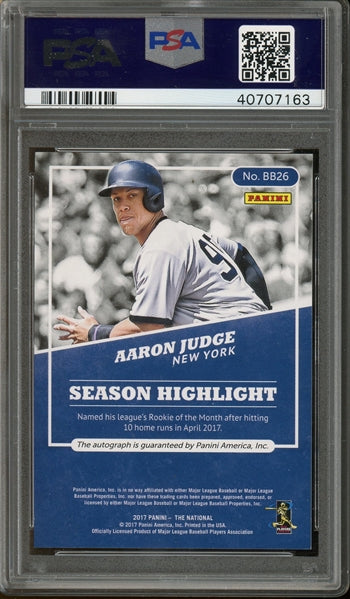 Aaron Judge 2017 Panini National Convention Autographed #BB26- Graded Gem Mint 10 Auto 10 - POP 1 (PSA) - Rookie Card