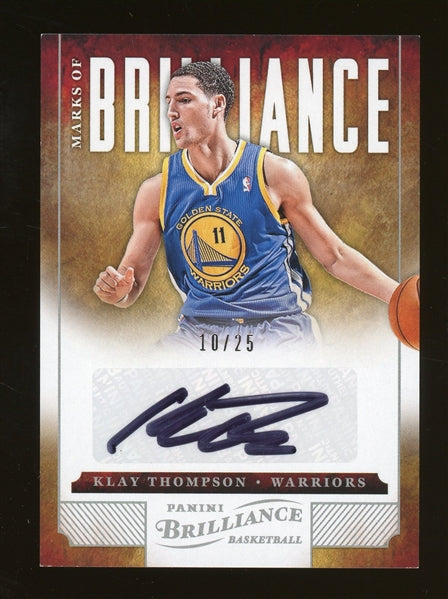 Klay Thompsom 2012 Panini Brilliance Marks of Brilliance Autographed #11- #10 of 25 - Rookie Card