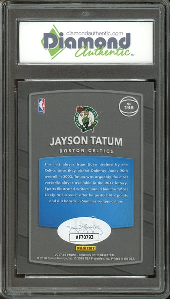 Jayson Tatum 2017 Panini Donruss Optic #198 - Auto Graded 10 (JSA and DGA - Diamond Authentic) - Rookie Card