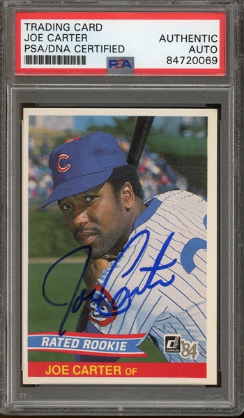Joe Carter Signed 1984 Donruss Rated #41- PSA Authentic - Rookie Card