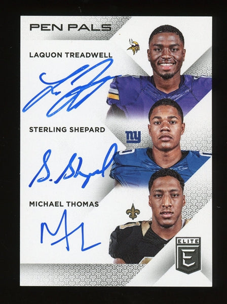 Michael Thomas/Sterling Shepard/Laquon Treadwell 2016 Panini Donruss Elite Pen Pals Autographed #PPT-TST - Rookie Card