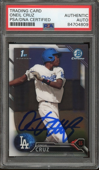 Oneal Cruz Signed 2016 Bowman Chrome 1st Bowman #BCP204- PSA Authentic - Rookie Card
