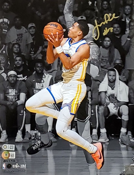 Jordan Poole Signed Warriors (Beckett Witness Certified & USA SM COA) 11 x 14 Photo