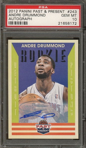 Andre Drummond 2012 Panini Past & Present Autograph #243 - Graded Gem Mint 10 (PSA) - Rookie Card