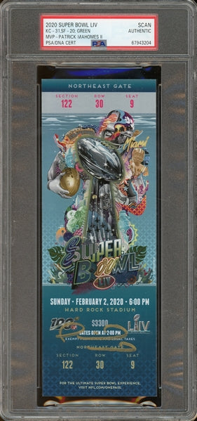 Patrick Mahomes Signed Super Bowl LIV Official Game Ticket (PSA/DNA Encapsulated)