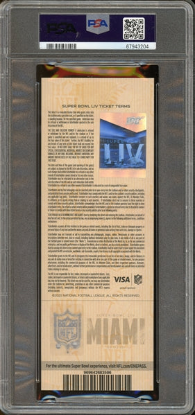 Patrick Mahomes Signed Super Bowl LIV Official Game Ticket (PSA/DNA Encapsulated)