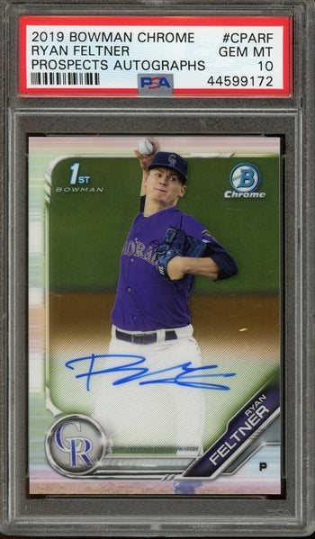 Ryan Feltner 2019 Bowman Chrome Prospects Autographs 1st Bowman #CPARF- Graded Gem Mint 10 (PSA) - Rookie Card