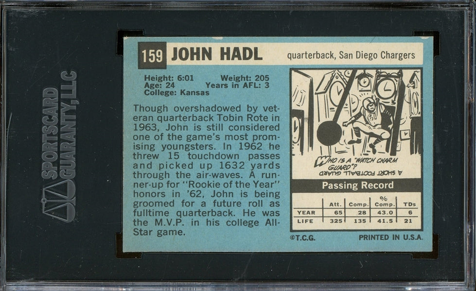 John Hadl Signed 1964 Topps #159- SGC Authentic - Rookie Card