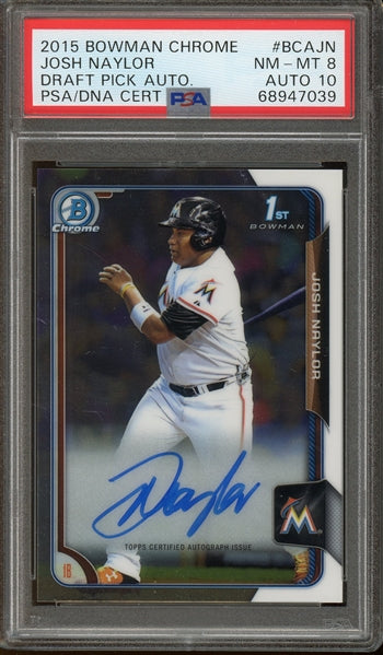 Josh Naylor 2015 Bowman Chrome Draft 1st Bowman Autograph #BCAJN - Graded NM-MT 8 (PSA) with Gem Mint 10 Auto - Rookie Card