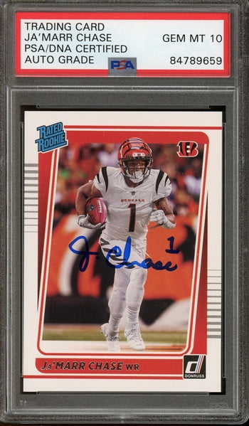 Ja'Marr Chase Signed 2021 Panini Donruss #262 - Auto Graded Gem Mint 10! (PSA/DNA Encapsulated) - Rookie Card