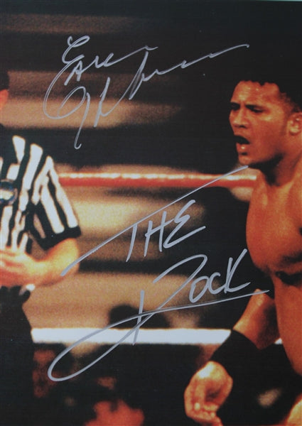 The Rock & Earl Hebner (WWF Referee) Dual Signed (Beckett COA) WWF 11x17 Photo