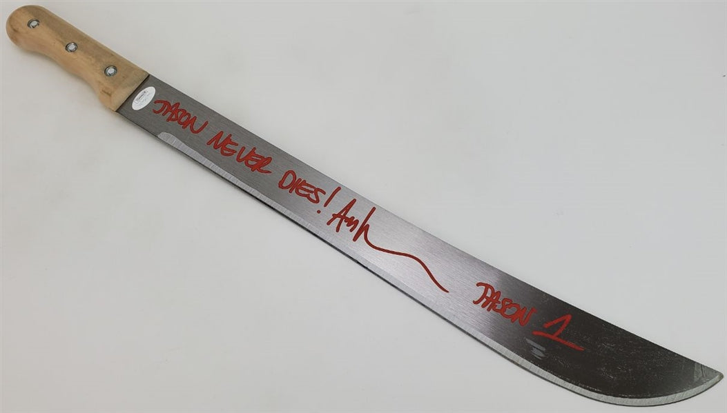 Ari Lehman "Jason Never Dies! - Jason 1" Signed (JSA Witness COA) 25 Inch Steel Machete