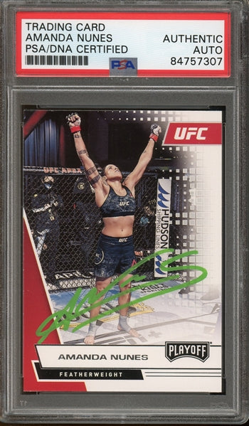 Amanda Nunes Signed 2021 Panini Chronicles Playoff UFC Card #64- PSA Authentic