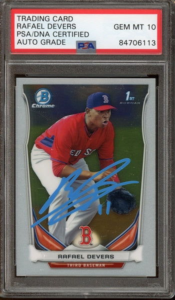 Rafael Devers Signed 2014 Bowman Chrome 1st Bowman #CTP-37- Auto Graded Gem Mint 10 (PSA) - Rookie Card