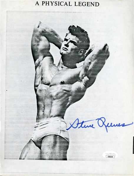 Steve Reeves Signed Bodybuilding 8x11 Paper Photo (JSA COA)
