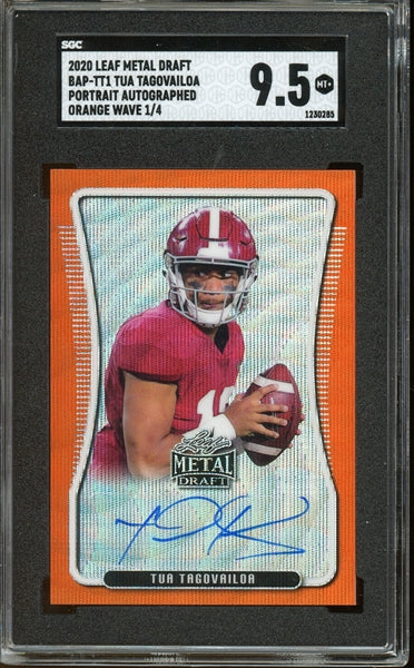 Tua Tagovailoa 2020 Leaf Metal Draft Portrait Autographed Orange Wave #BAP-TT1- #1 of 4 - Graded Mint+ 9.5 (SGC) - Rookie Card