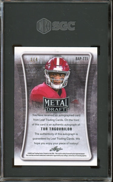 Tua Tagovailoa 2020 Leaf Metal Draft Portrait Autographed Orange Wave #BAP-TT1- #1 of 4 - Graded Mint+ 9.5 (SGC) - Rookie Card