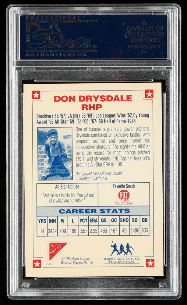 Don Drysdale 1993 Nabisco All-Star Autographs #2 - Authentic autograph (PSA)