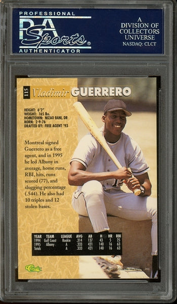 Vladimir Guerrero Signed 1995 Classic 5-Sport #115- PSA/DNA Authentic - Rookie Card