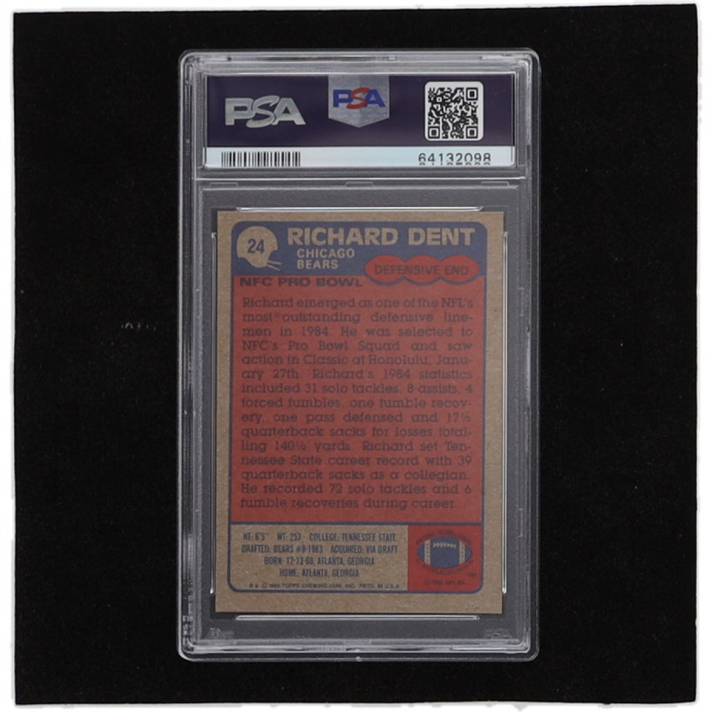 Richard Dent Signed 1985 Topps #24 RC (Card PSA 6 & Autograph PSA 10) - Rookie Card