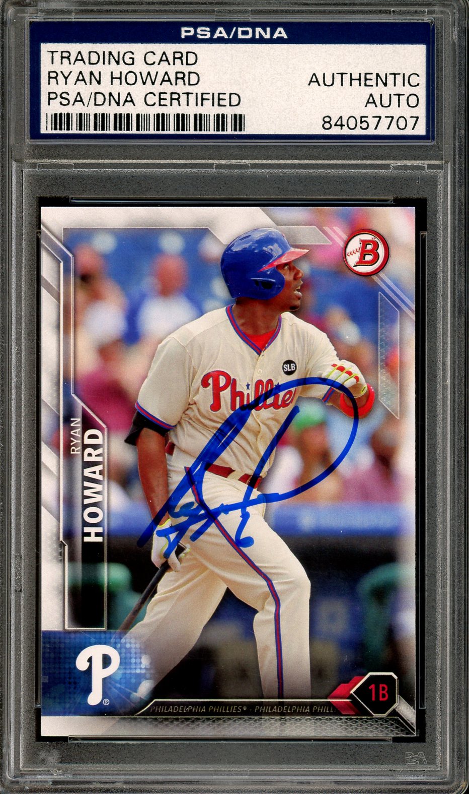 Ryan Howard Signed 2016 Bowman Baseball Card #66 - PSA/DNA Authentic