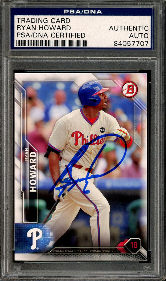 Ryan Howard Signed 2016 Bowman Baseball Card #66 - PSA/DNA Authentic