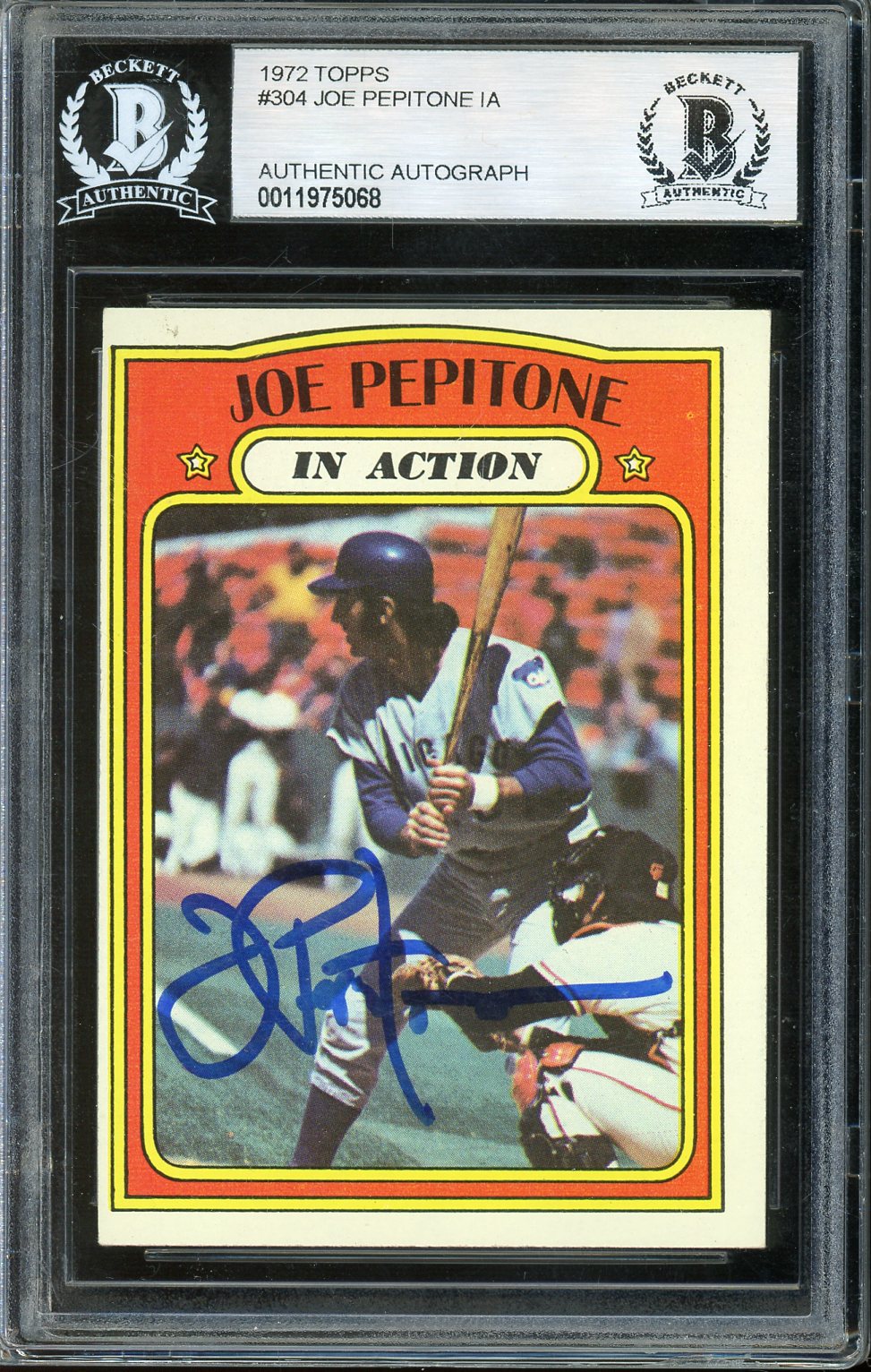 Joe Pepitone Signed 1972 Topps In Action #304- BAS Authentic