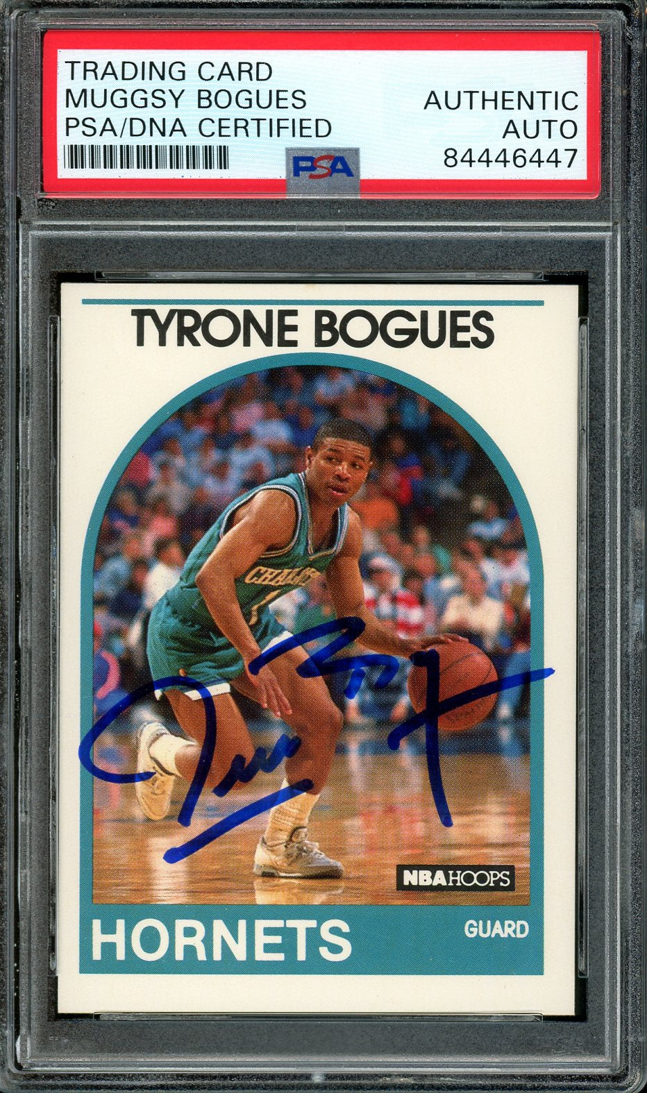 Muggsy Bogues Signed 1989-90 Hoops #218 (PSA Encapsulated)