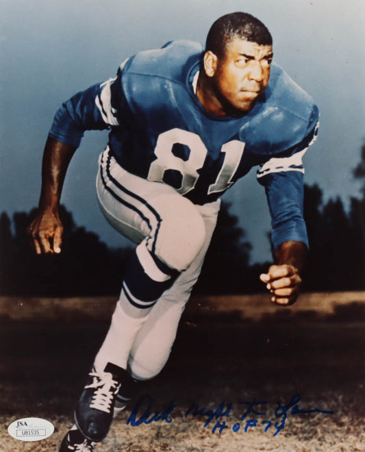 Dick "Night Train" Lane Signed (JSA) Lions 8x10 Photo Inscribed "HOF 74"