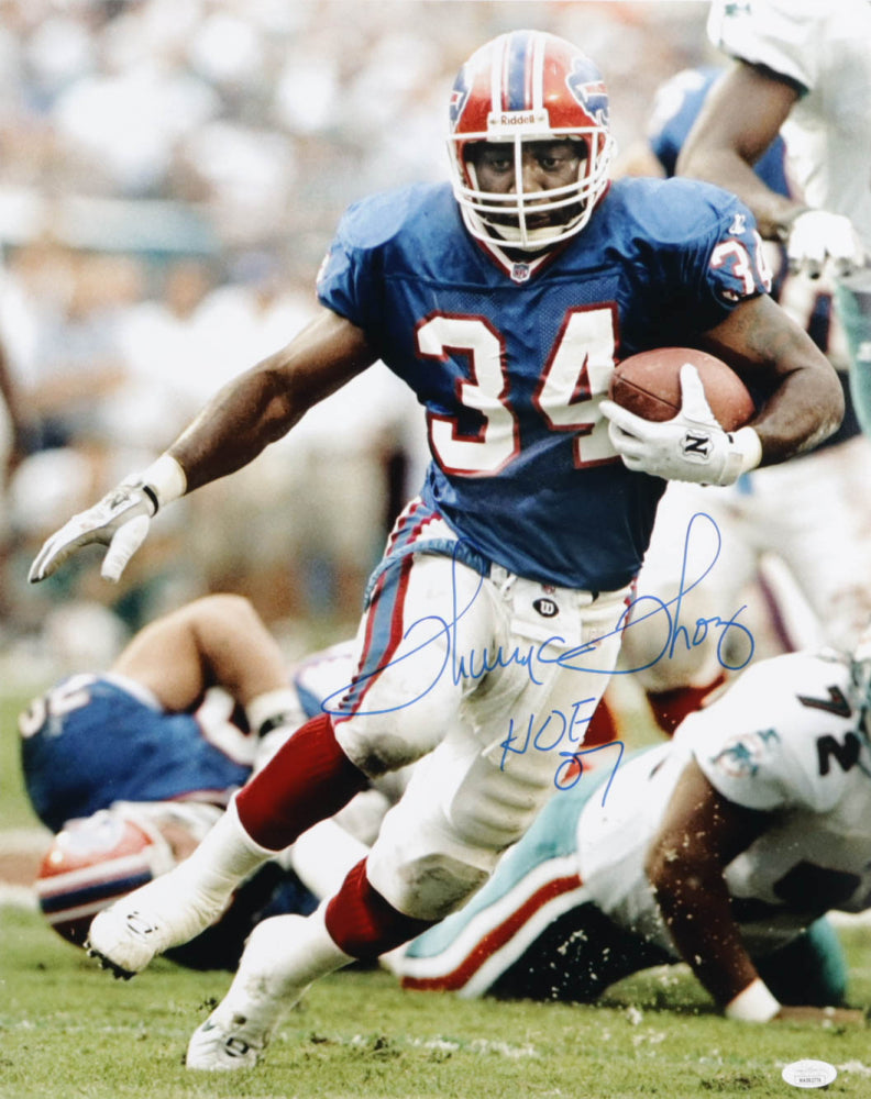 Thurman Thomas Signed Bills 16x20 Photo Inscribed "HOF 07" (JSA)