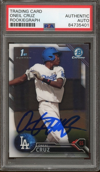 Oneil Cruz 2016 Bowman Chrome Prospects 1st Bowman Baseball Card #BCP204 (PSA/DNA Encapsulated)