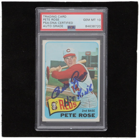 Pete Rose Signed 1965 Topps #207 Inscribed "Hit King" - Autograph Graded PSA 10