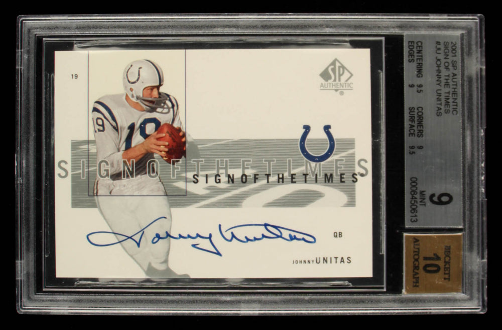 Johnny Unitas 2001 SP Authentic Sign of the Times #JU (BGS 9) - Autograph Graded BGS 10