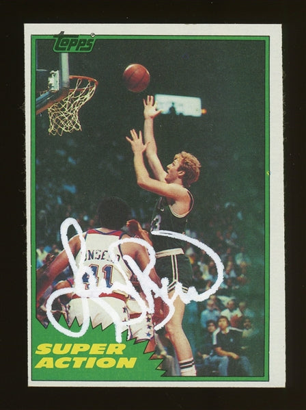 Larry Bird Signed 1981 Topps Super Action #E101 (JSA COA)