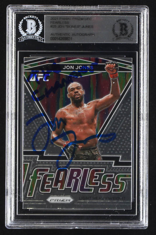 Jon ‘Bones’ Jones Signed 2021 Panini Prizm UFC Fearless #25 Inscribed "The Champion" (BGS)