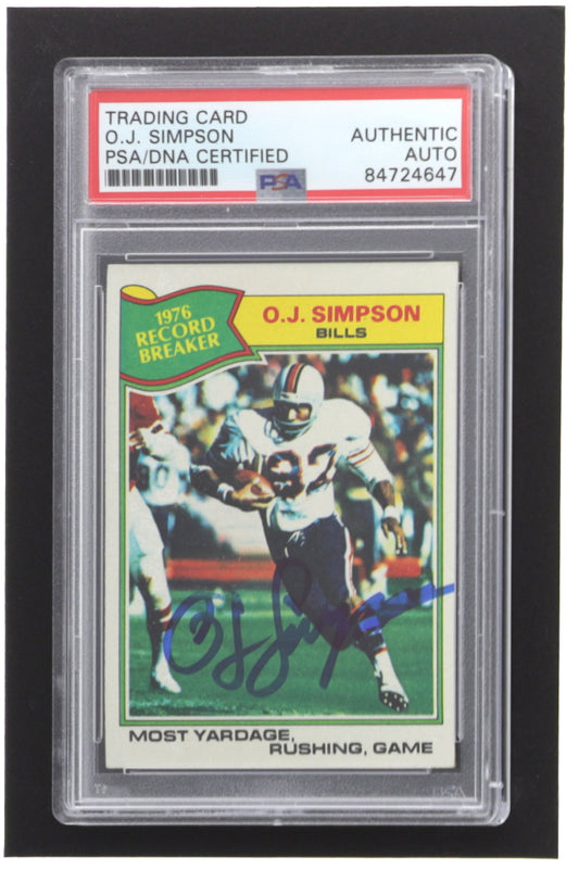 O.J. Simpson Signed 1977 Topps #453 RB (PSA)