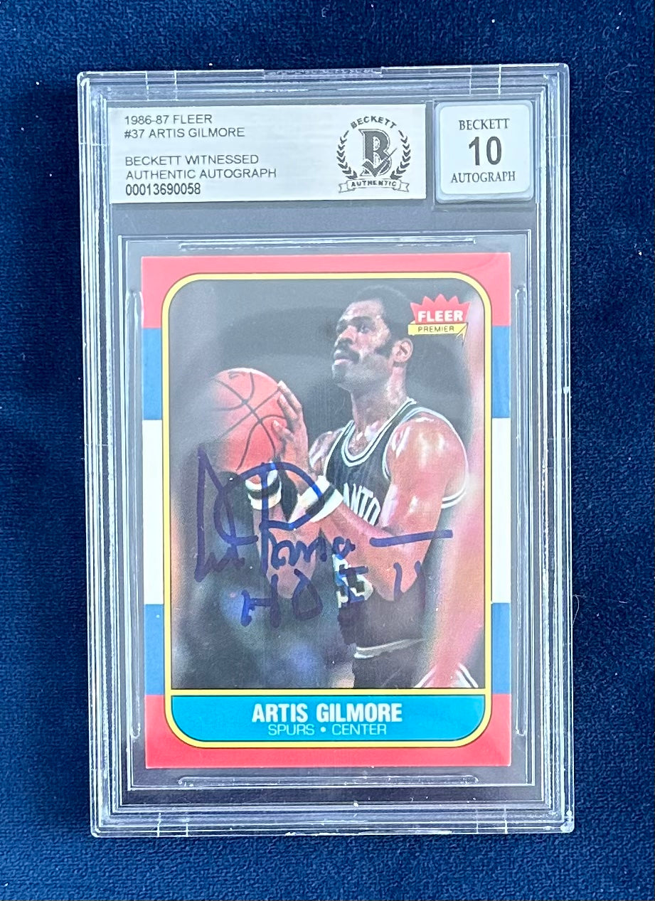 Artis Gilmore Signed 1986-87 Fleer #37 Inscribed "HOF 11" - Autograph Graded Beckett (BGS) 10