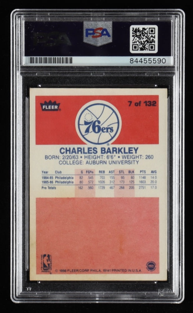 Charles Barkley Signed 1986-87 Fleer #7 RC - Autograph Graded (PSA) 10 - Rookie Card