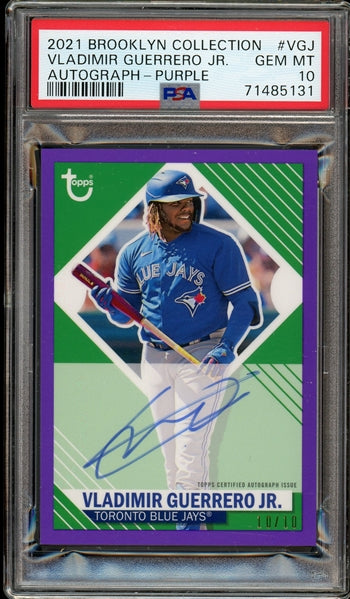 Vladimir Guerrero Jr. 2021 Topps Brooklyn Collection Purple #VGJ- #10 of 10 - Graded (PSA) 10 - POP 1