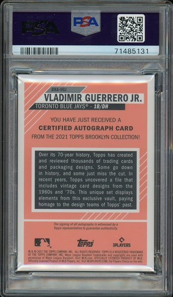 Vladimir Guerrero Jr. 2021 Topps Brooklyn Collection Purple #VGJ- #10 of 10 - Graded (PSA) 10 - POP 1