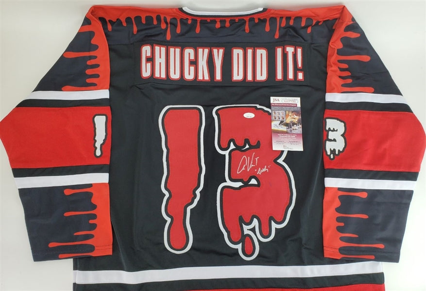 Alex Vincent "Andy" Signed (JSA) 'Chucky' Child's Play Custom Hockey Jersey (JSA Witness COA)