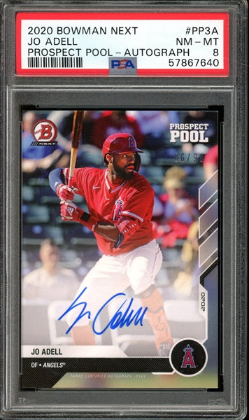 Jo Adell 2020 Bowman Next Prospect Pool Autographed #PP3A- Graded NM-MT 8 (PSA) - Serially Numbered #06/99 - Rookie Card