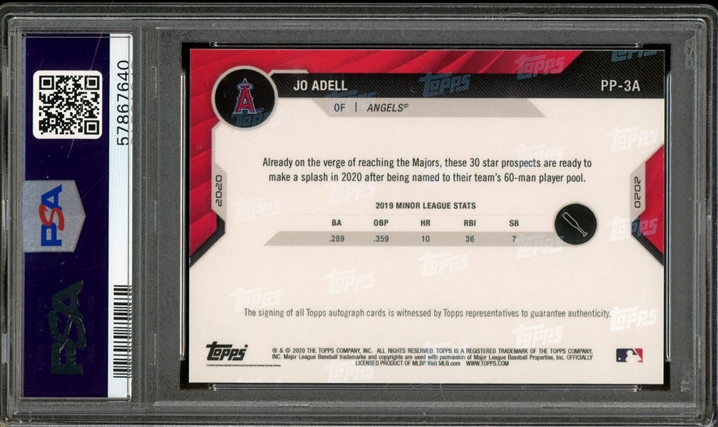 Jo Adell 2020 Bowman Next Prospect Pool Autographed #PP3A- Graded NM-MT 8 (PSA) - Serially Numbered #06/99 - Rookie Card