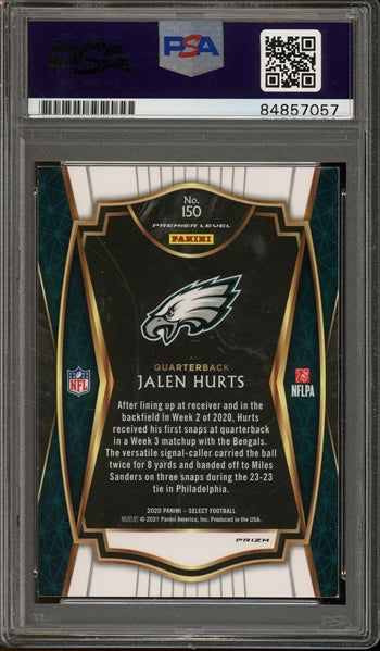 Jalen Hurts Signed 2020 Panini Select Premier Level #150 (PSA/DNA Encapsulated) - Rookie Card