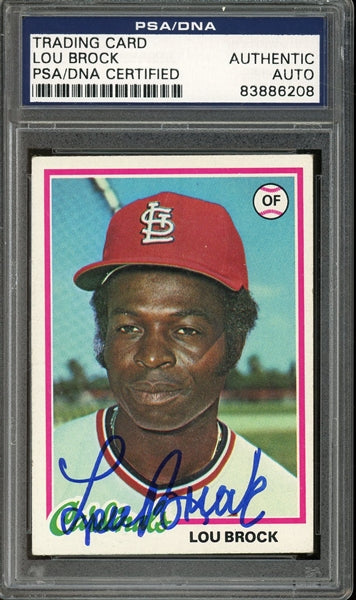 Lou Brock Signed 1978 Topps #170- PSA/DNA Authentic